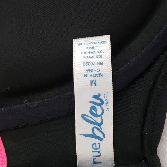 Rue Bleu Bikini Padded Top Med. Black & Multi Approx B Cup EUC - Picture 6 of 8